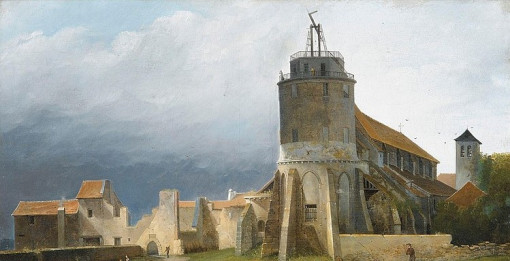 Jacques-Auguste_Regnier,_Vue_de_l'église_Saint_Pierre_de_Montmartre_à_Paris,_circa_1820._Coll._part. By Jacques Auguste Regnier - Sotheby's cropped